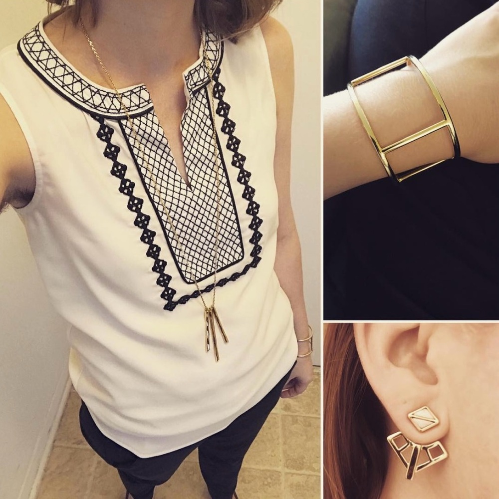 Ann Taylor XXSP Top White / Cream and Black